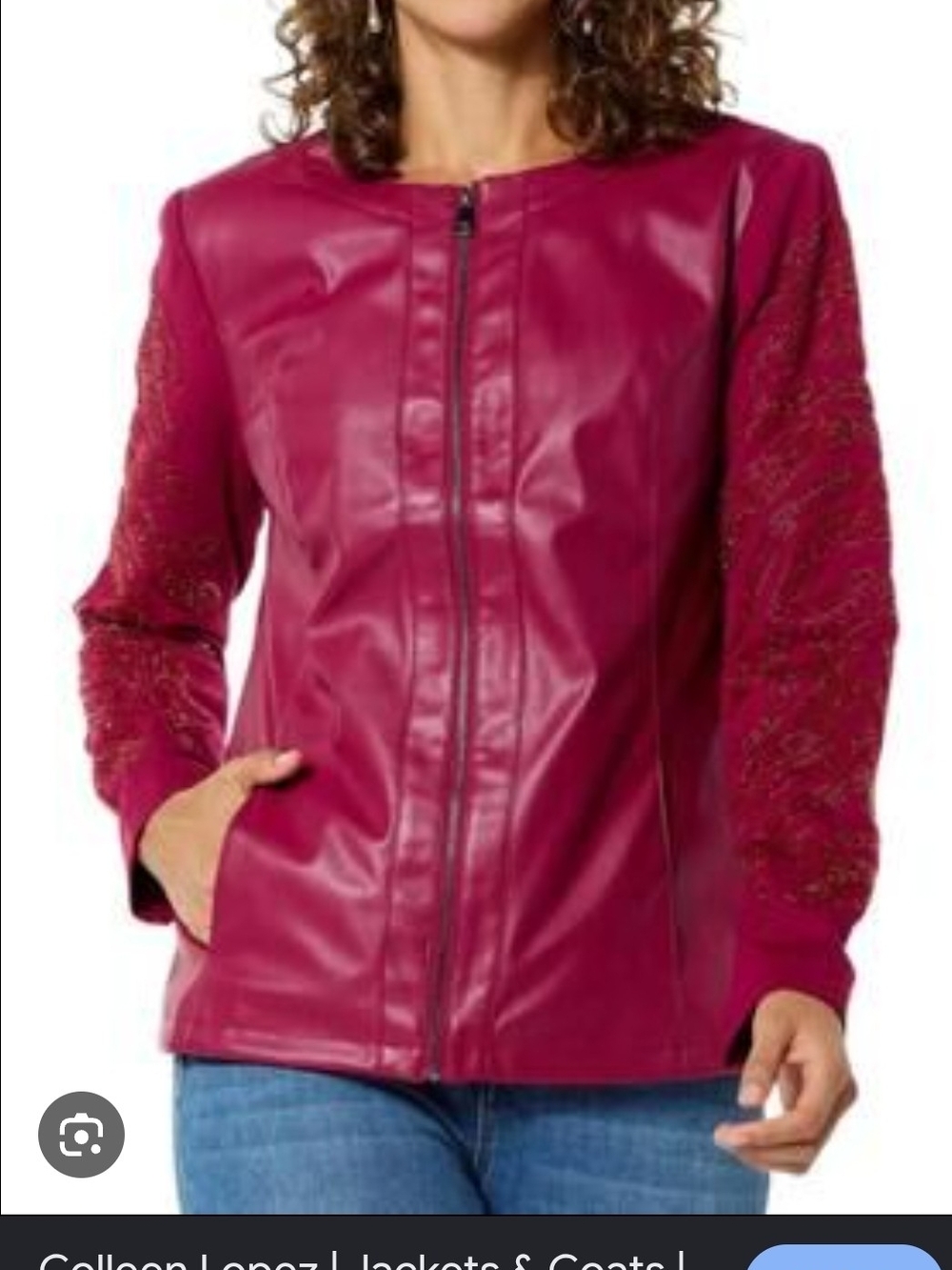 Women's Zip-Front Faux Leather Jacket in Fuchsia By Colleen Lopez